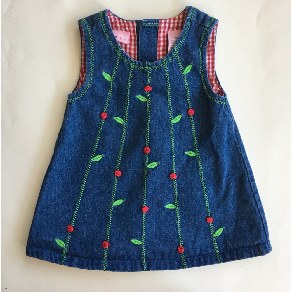 Sweet (12M) Blue Denim Jumper Sleeveless Pullover with 3 Buttons on Back